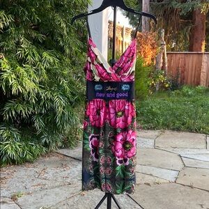 Desigual Floral Mini Dress - Pink and Green
